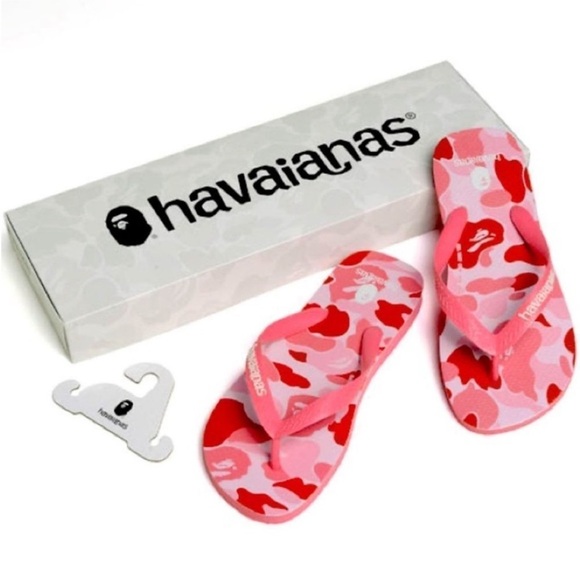 NWT Limited Edition RARE A BATHING APE BAPE x HAVAIANAS Pink Camo Sandals - Picture 1 of 6